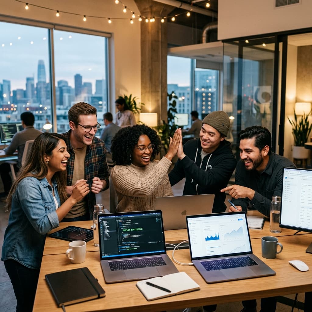 Diverse Team of Professional Software Developers Collaborating